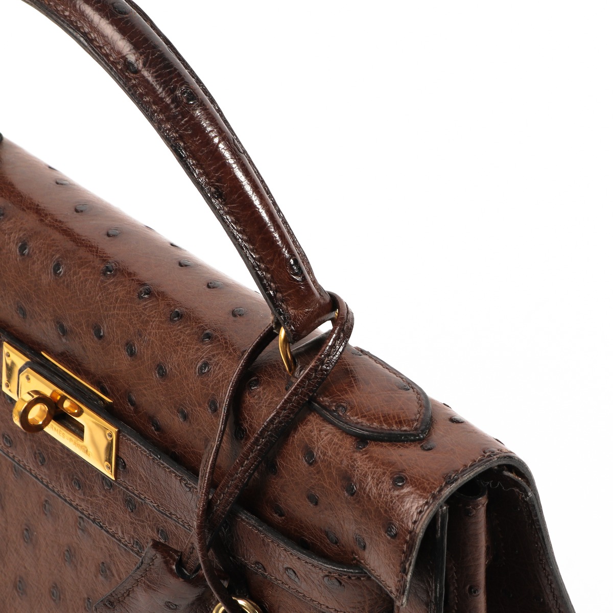 Hermès Vintage Kelly 32 Marron Foncé Ostrich GHW ○ Labellov