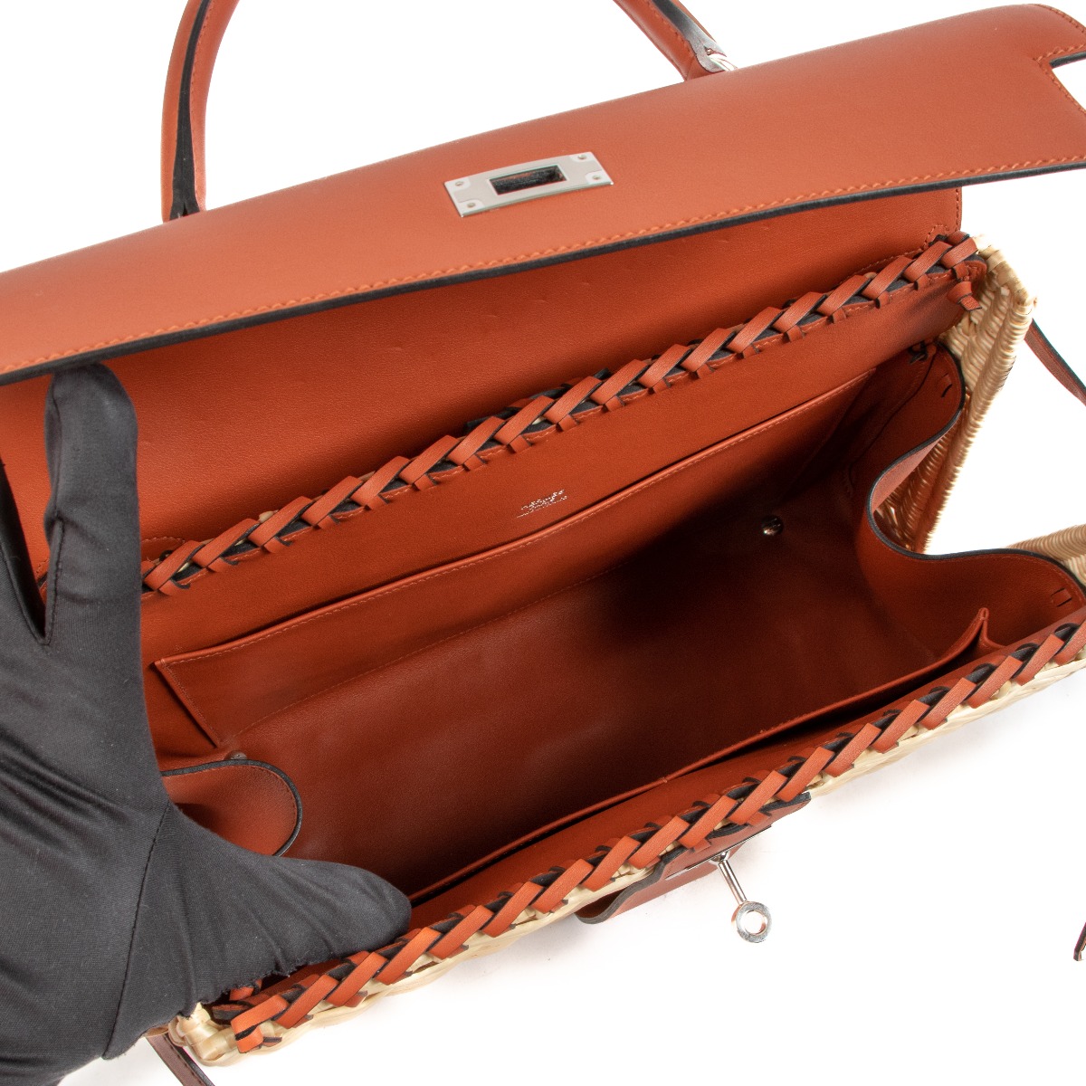 Hermès Wicker and Barenia Leather Picnic Bag Kelly 35cm