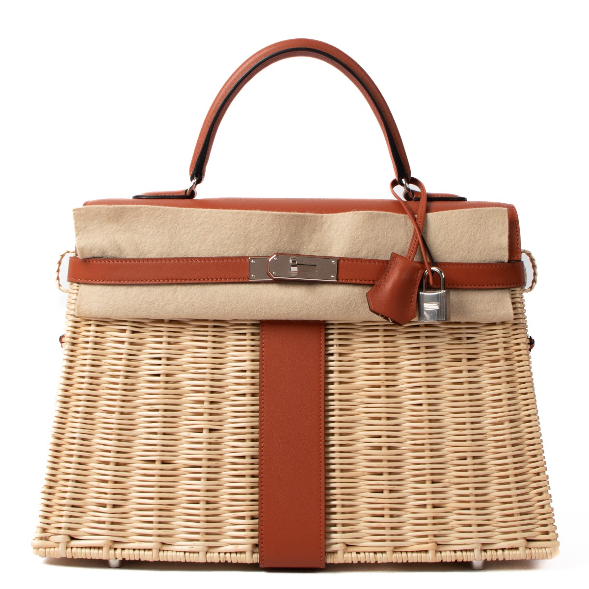 Hermès Wicker and Barenia Leather Picnic Bag Kelly 35cm