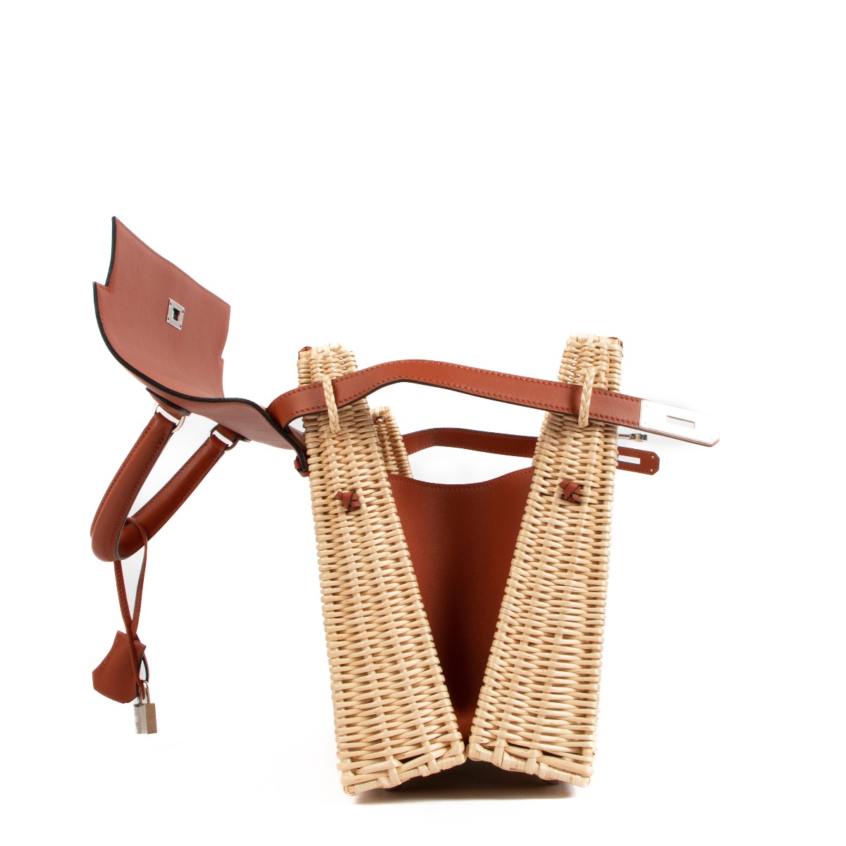 Hermès Wicker and Barenia Leather Picnic Bag Kelly 35cm