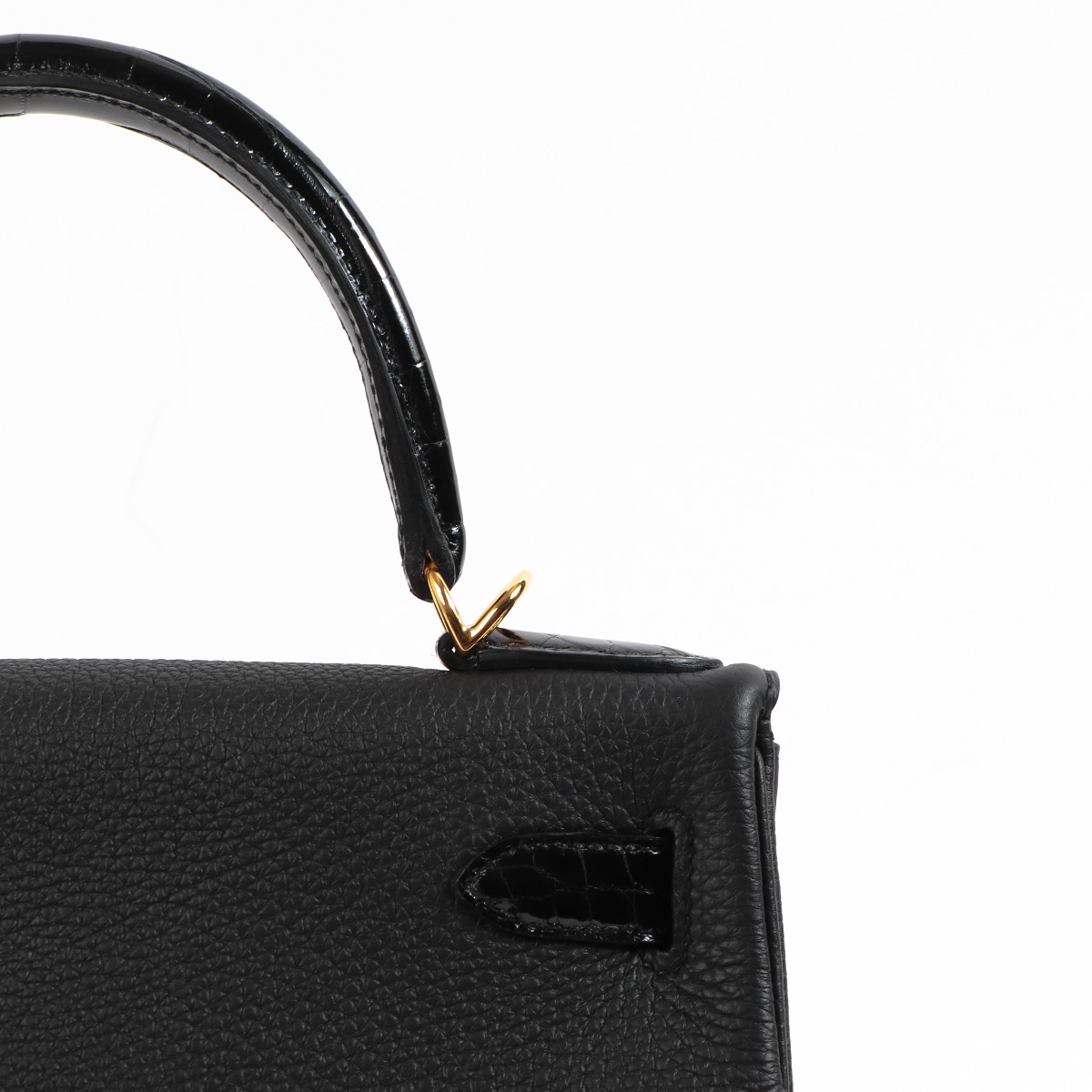 Hermes Kelly 28 Touch Black Togo Matte Alligator Gold Hardware