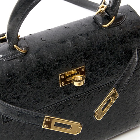 Kelly mini leather handbag Hermès Black in Leather - 32744750