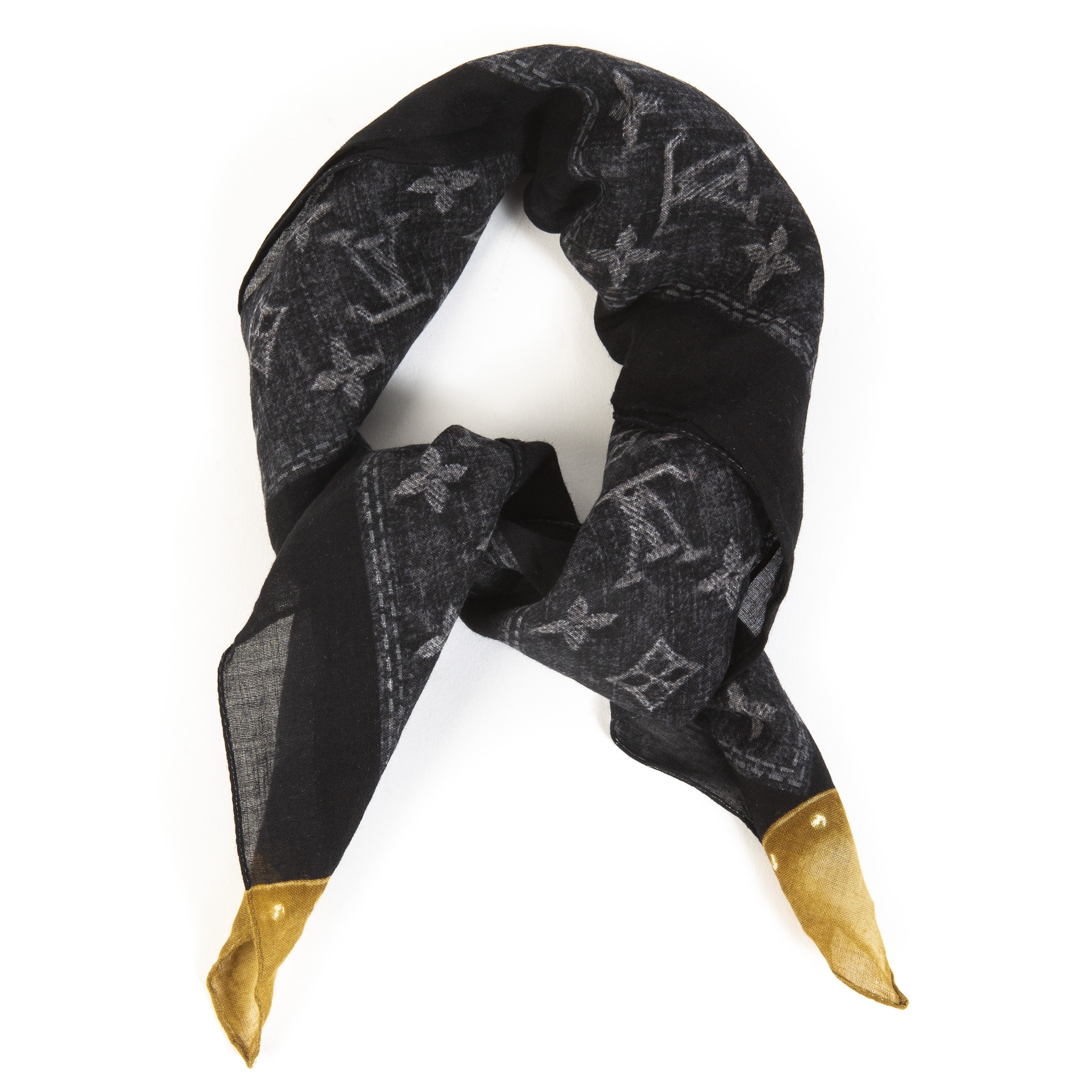 Louis Vuitton Black Denim Monogram Trunk Print Silk Scarf ○ Labellov ○ Buy  and Sell Authentic Luxury