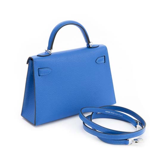 HERMES Chevre Mysore Mini Kelly Sellier 20 Bleu Brume Bleu Electrique  1267217