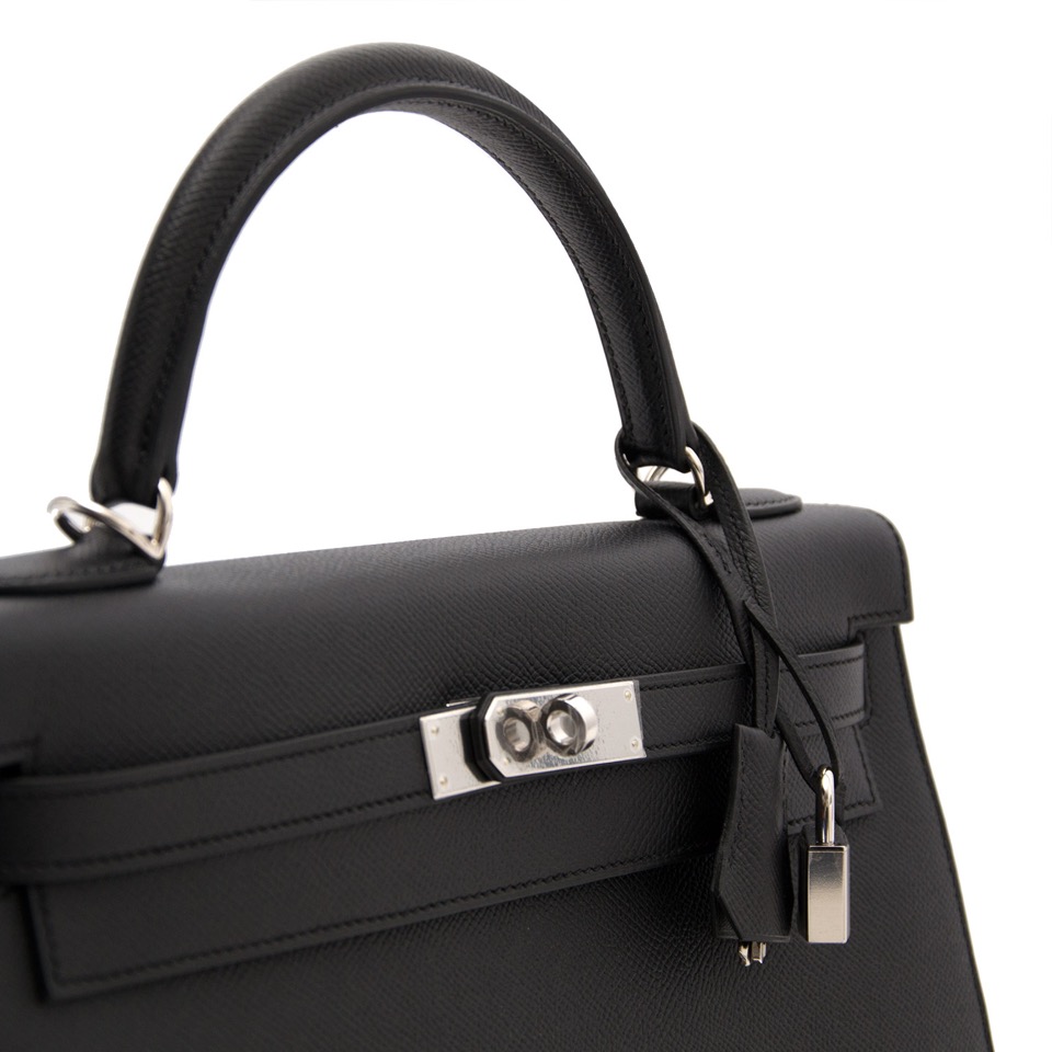 Hermes Black Epsom Leather Kelly Sellier 32 PHW at 1stDibs