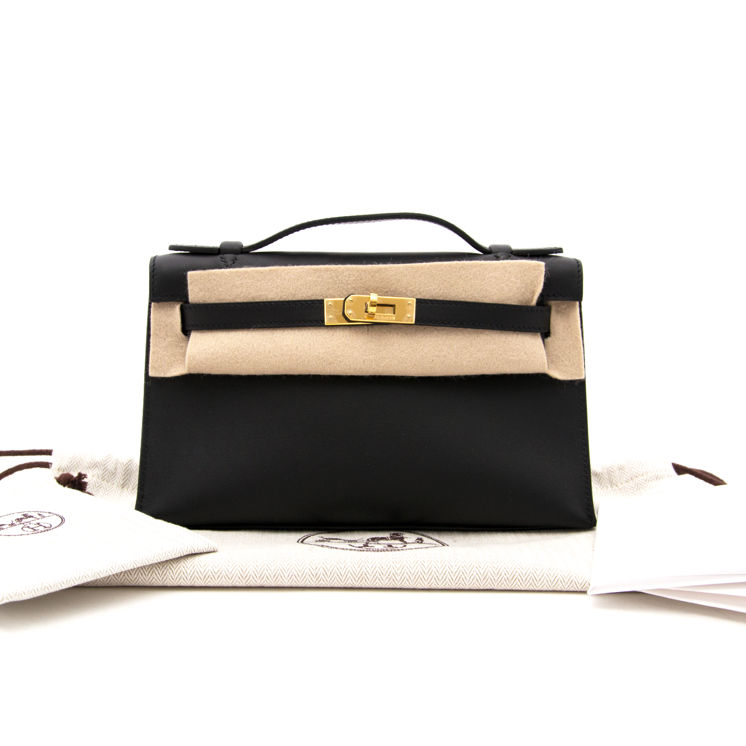 Hermès Black Pochette Kelly Mini Veau Swift ○ Labellov ○ Buy and