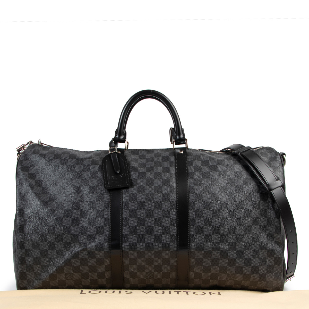 NEW LOUIS VUITTON KEEPALL TRAVEL BAG 55 NEW BAG CHECKERED GRAPHITE CANVAS  Grey Cloth ref.902070 - Joli Closet