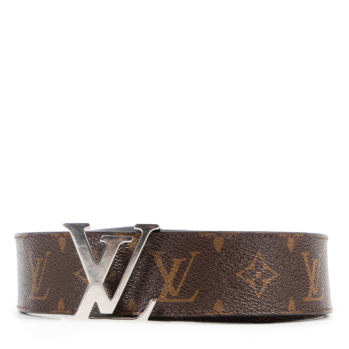 Louis Vuitton LV Initiales Silver Buckle Belt Monogram 40mm Brown