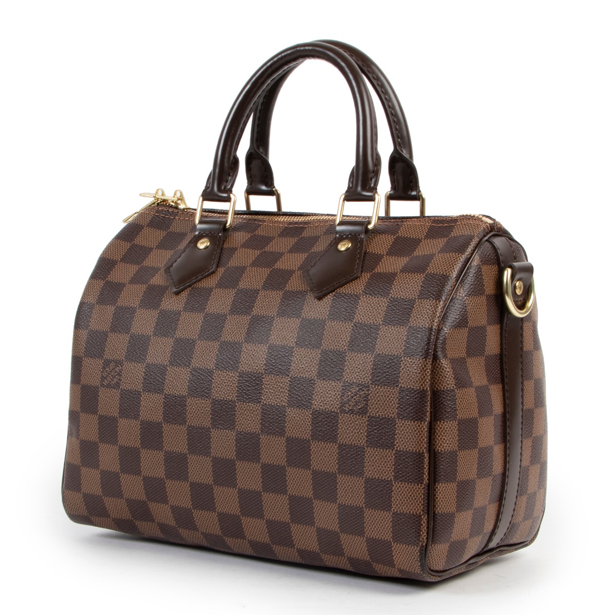 Louis Vuitton Damier Ebene Speedy 25 Boston Bag s27lv5 For Sale at