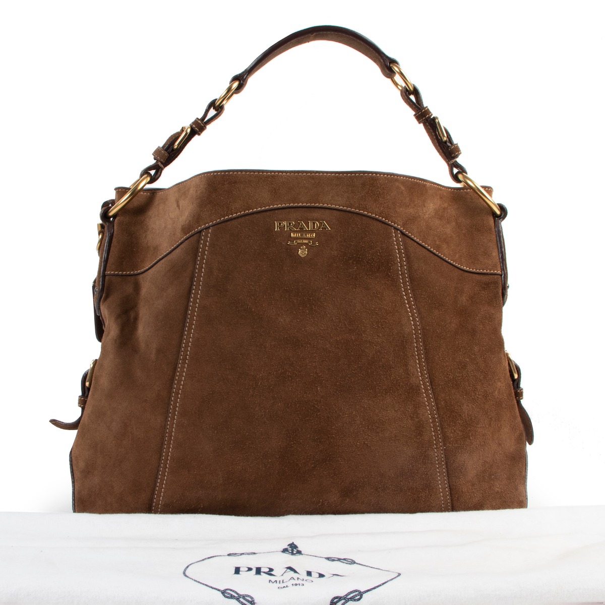 Prada Brown Suede Shoulder bag ○ Labellov ○ Buy and Sell Authentic Luxury