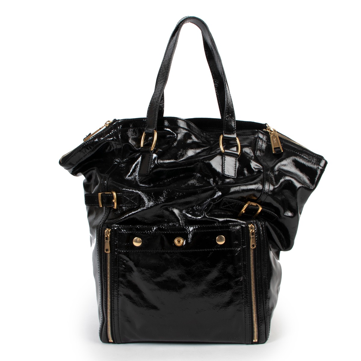 Downtown patent leather handbag Yves Saint Laurent Black in Patent leather  - 31133651