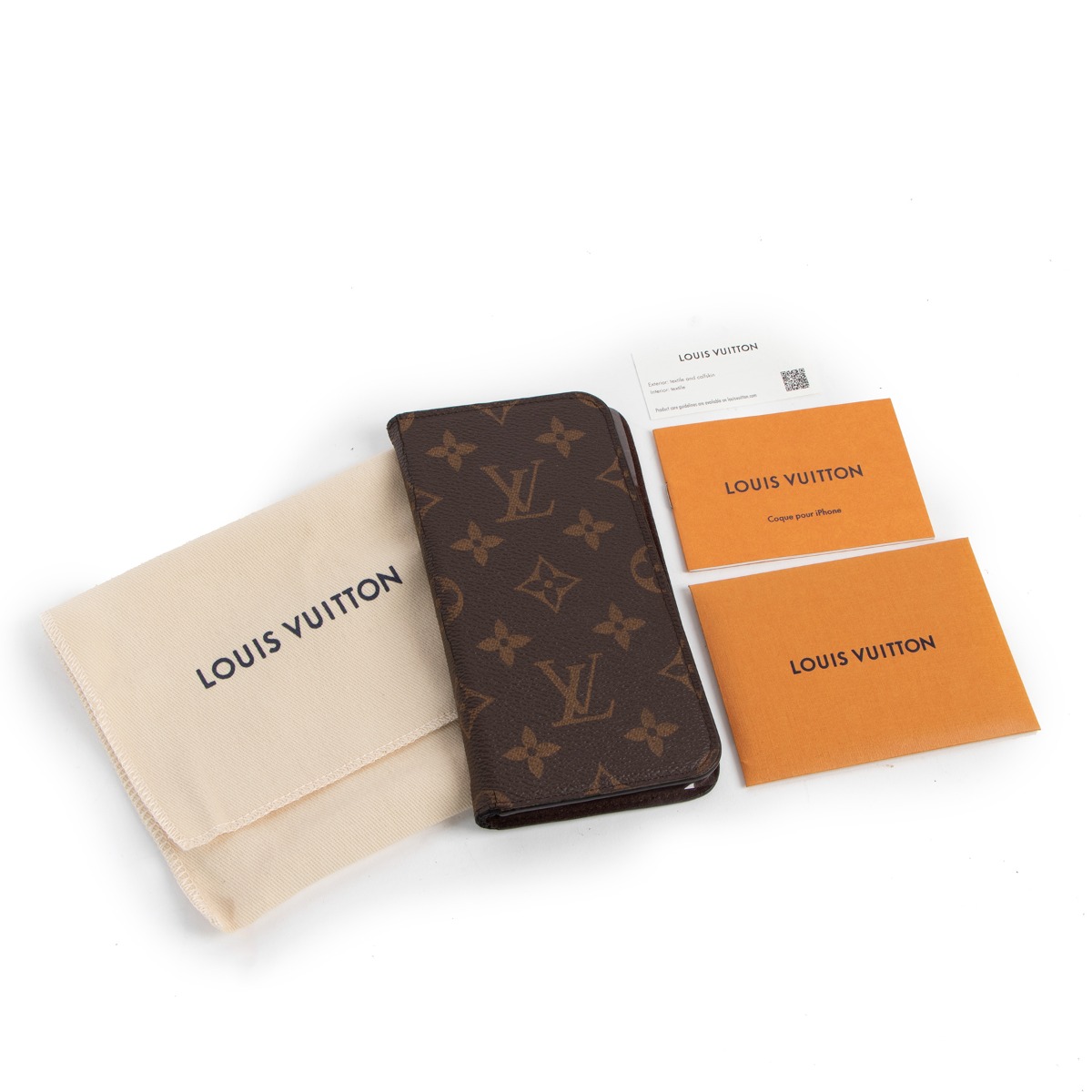 AUTH Louis Vuitton Monogram iPhone X phone case cover & Card holder!  L@@K !