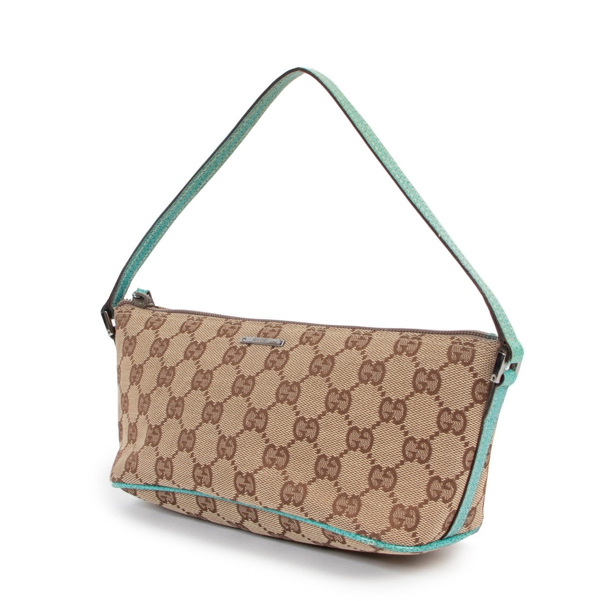 Gucci monogram beige baguette boat shoulder bag, 100% authentic , Cool  beige tone Gucci baguette
