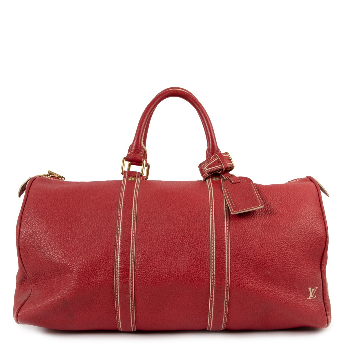 Keepall leather travel bag Louis Vuitton Red in Leather - 36849165