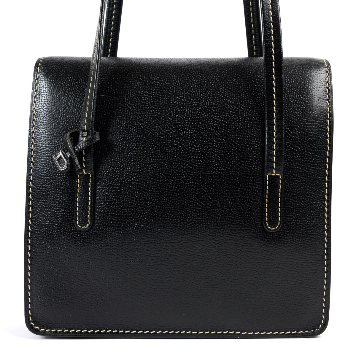 DELVAUX Supple Calfskin Madame Ruban Shoulder Bag Black Rainbow 1147067