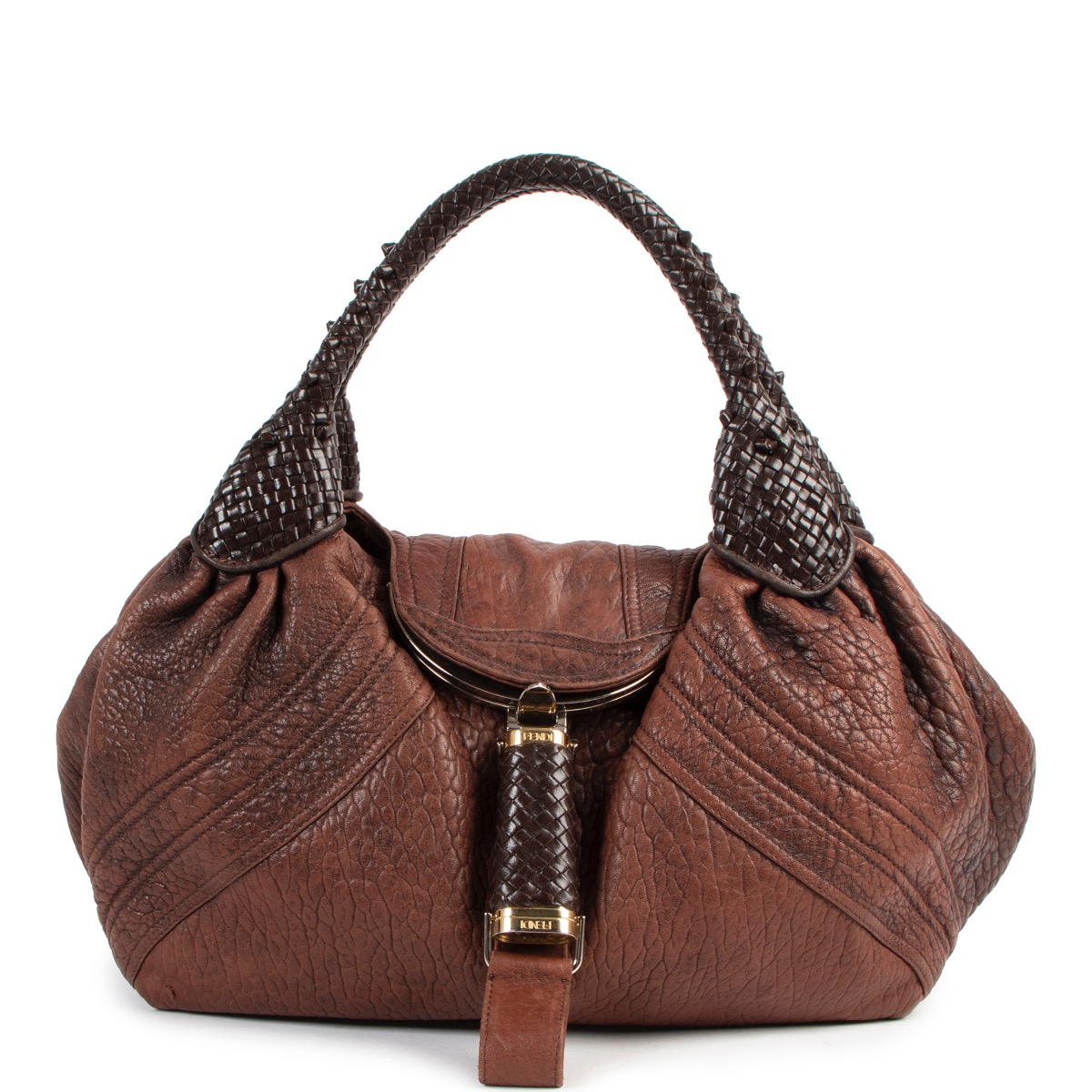 Fendi Vintage Leather Spy Bag Dark Brown Logo Metal Fittings - Organic  Olivia