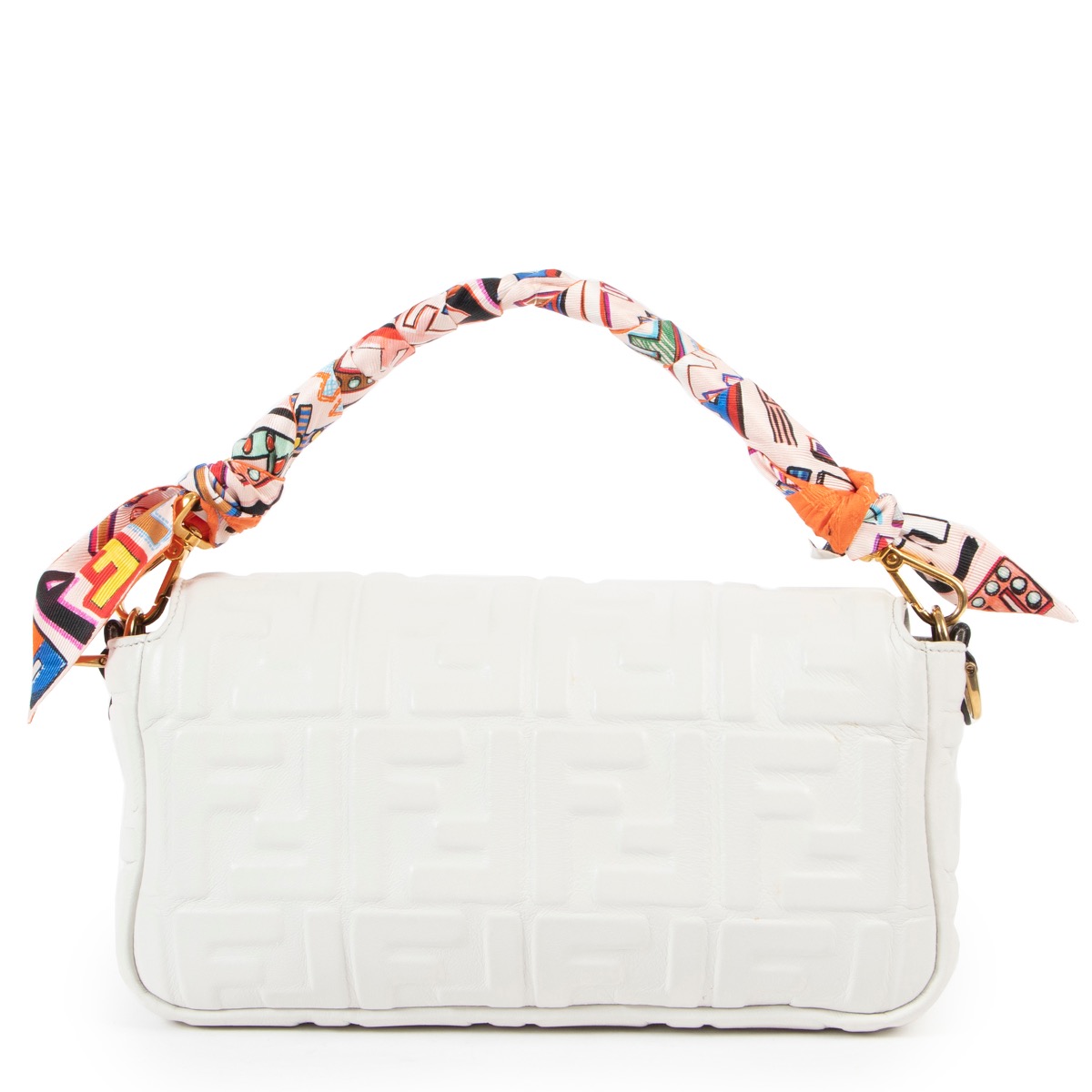 Fendi White Canvas FF Baguette Bag ○ Labellov ○ Buy and Sell
