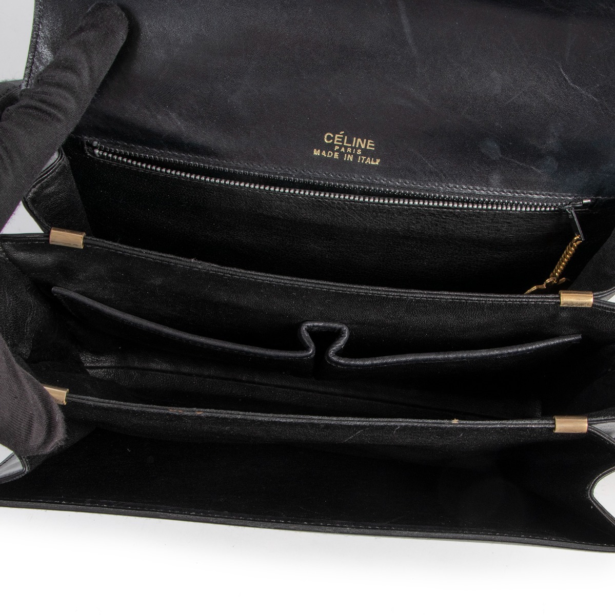 CELINE Boston bag MC98/2 Macadam PVC/leather Black Black unisex Used –