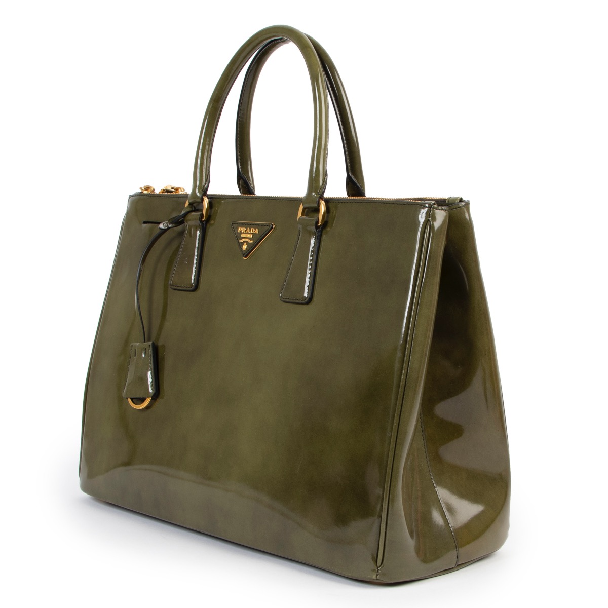 Prada Galleria Large Bag in Orange Patent Leather ref.527574