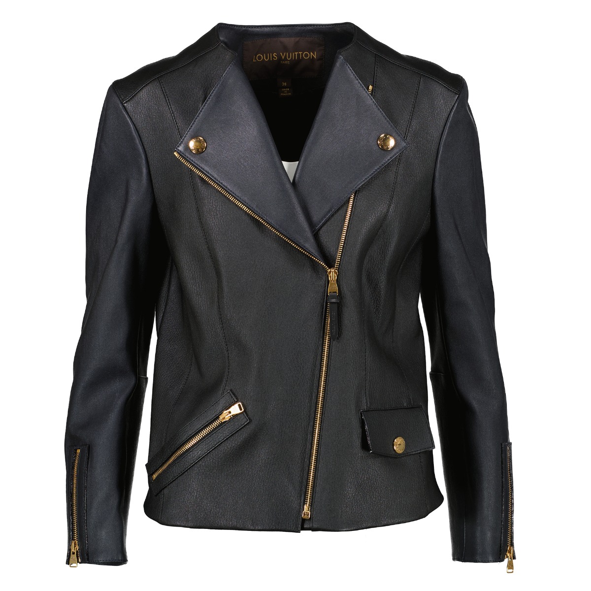 Leather jacket Louis Vuitton Black size 34 FR in Leather - 29118835