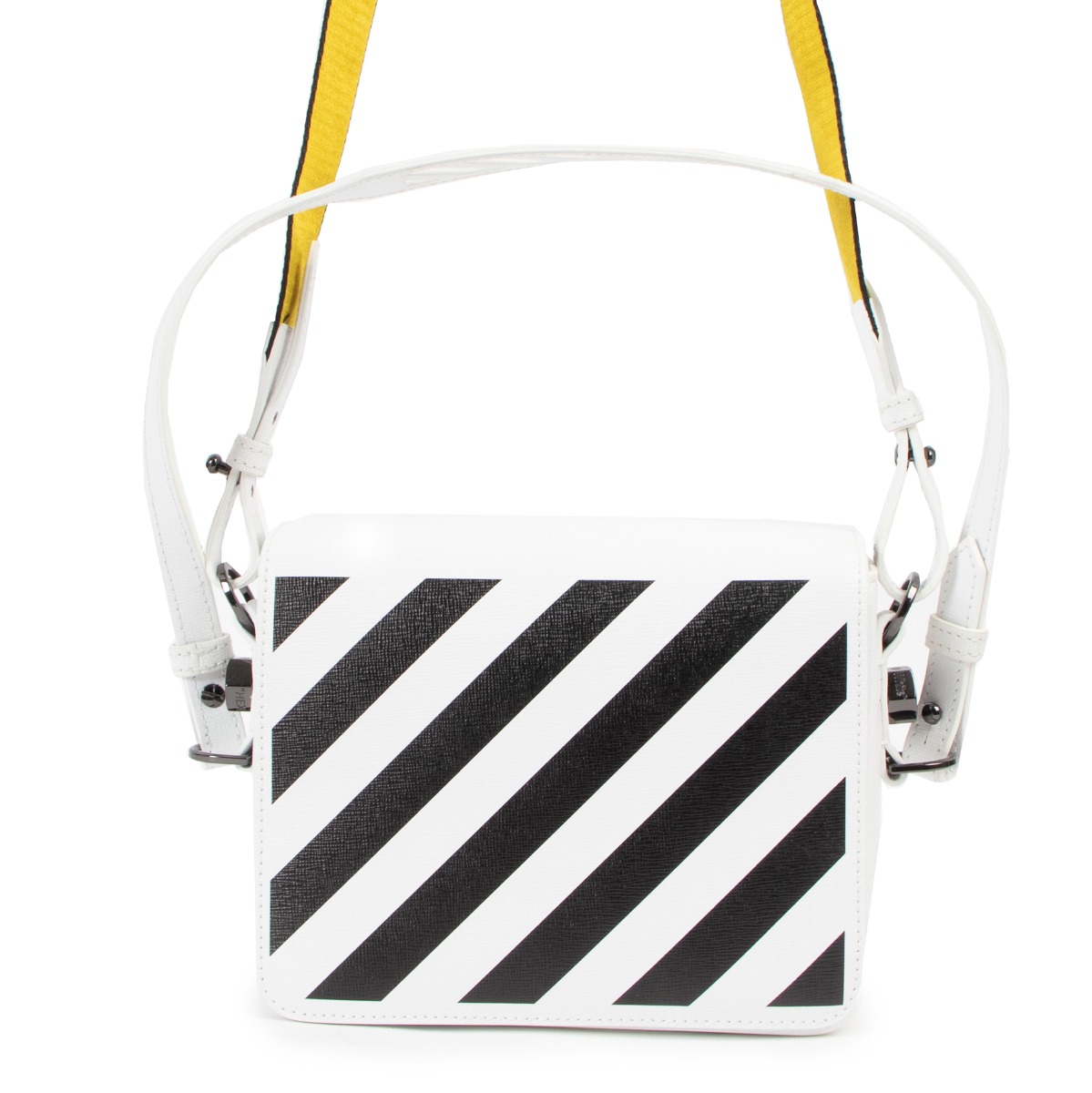 Off White Women Stripes Binder Clip Leather Shoulder Bag ($940) ❤ liked on  Polyvore featuring bags, …