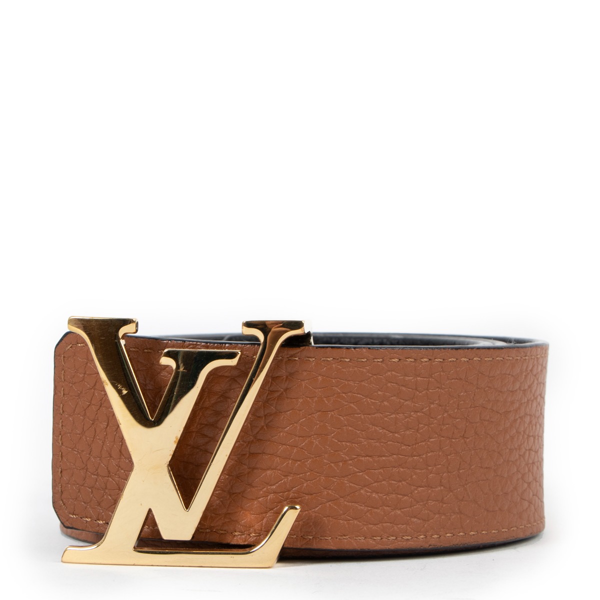 Louis Vuitton Brown Taurillon Leather LV Initiales Belt Size 85CM Louis  Vuitton