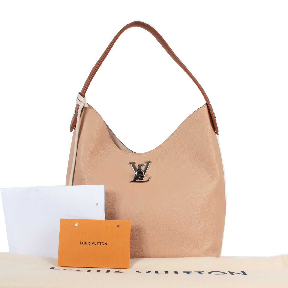 Louis Vuitton Lockme Hobo Leather Apricot
