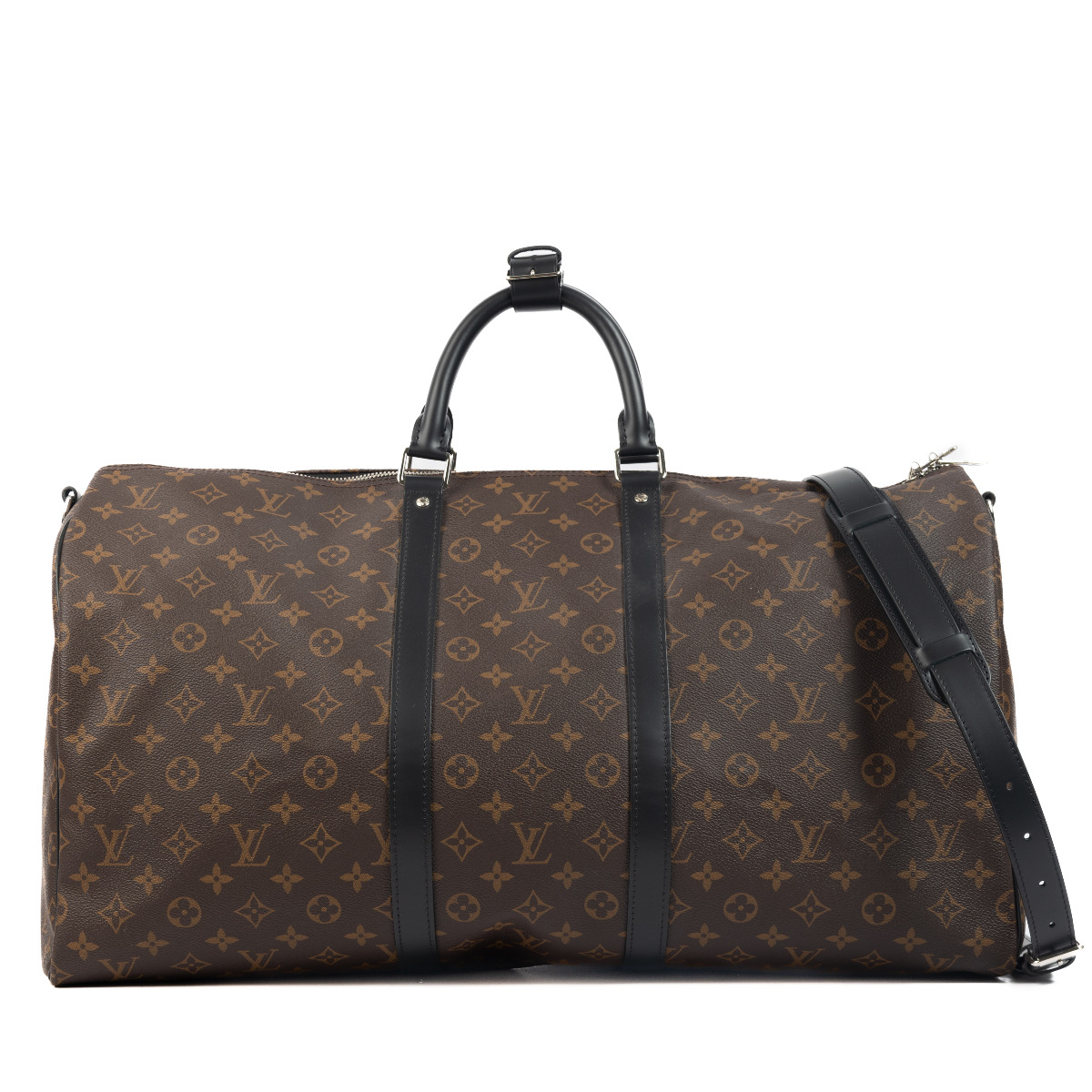 Brown Coated Canvas Louis Vuitton Keepall Bandouliere 55 Cloth ref