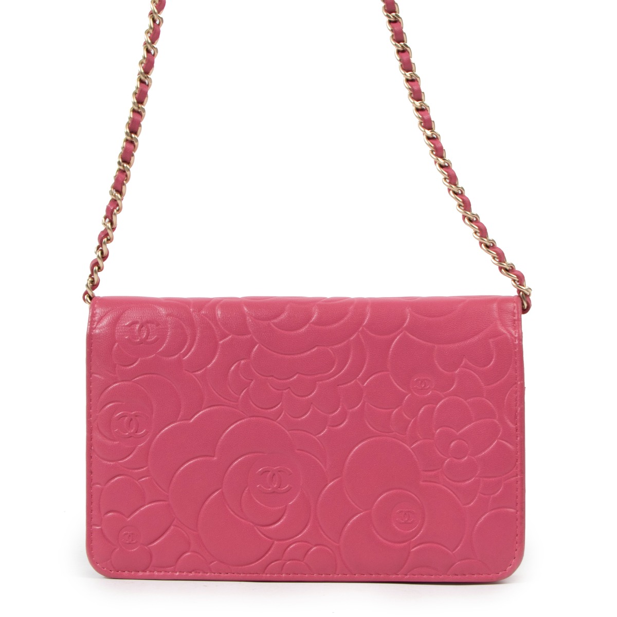 Chanel Pink Calfskin Camellia Compact Wallet Q6A4Z93PPB000
