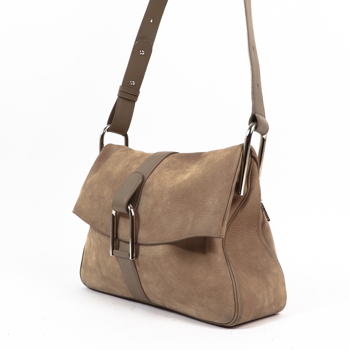 Delvaux Givry Tourterelle Santiag Nubuck & Polo Shoulder Bag