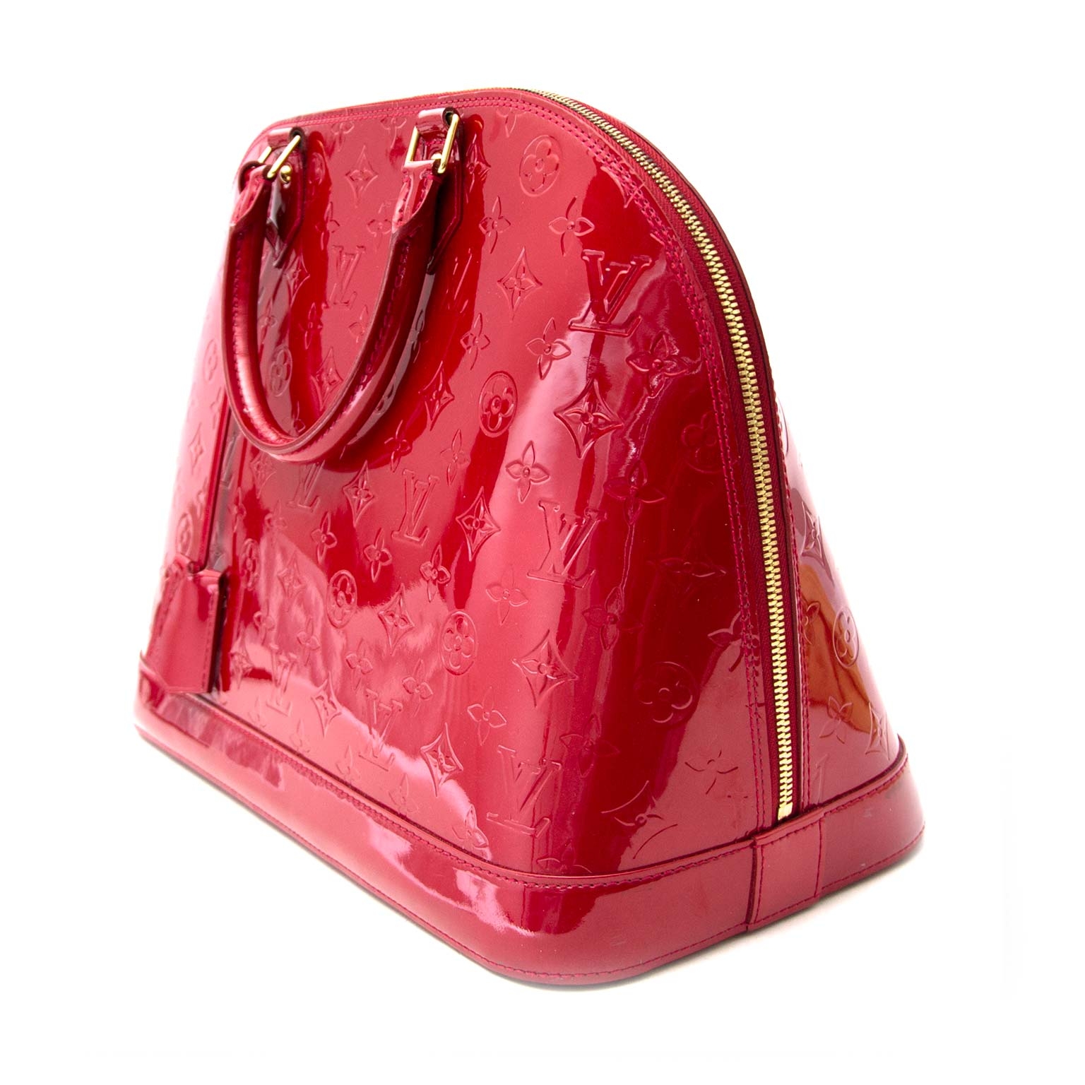 Cartera bowling Louis Vuitton Alma PM diseño monogram vernis de cuero  cherry asas color rojo
