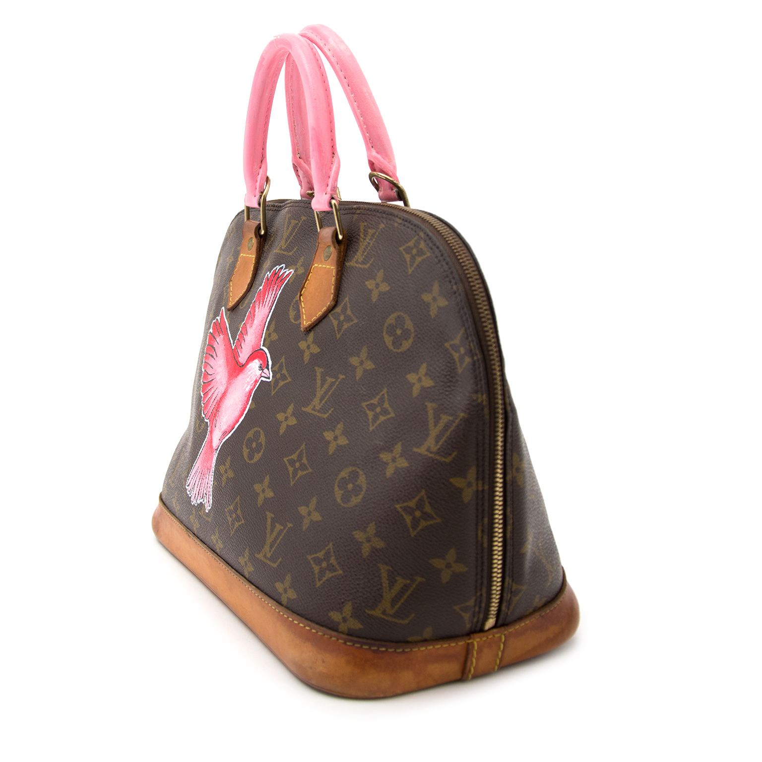 Hand Painted Louis Vuitton Alma Full of Color Artwork Painted on Both Sides