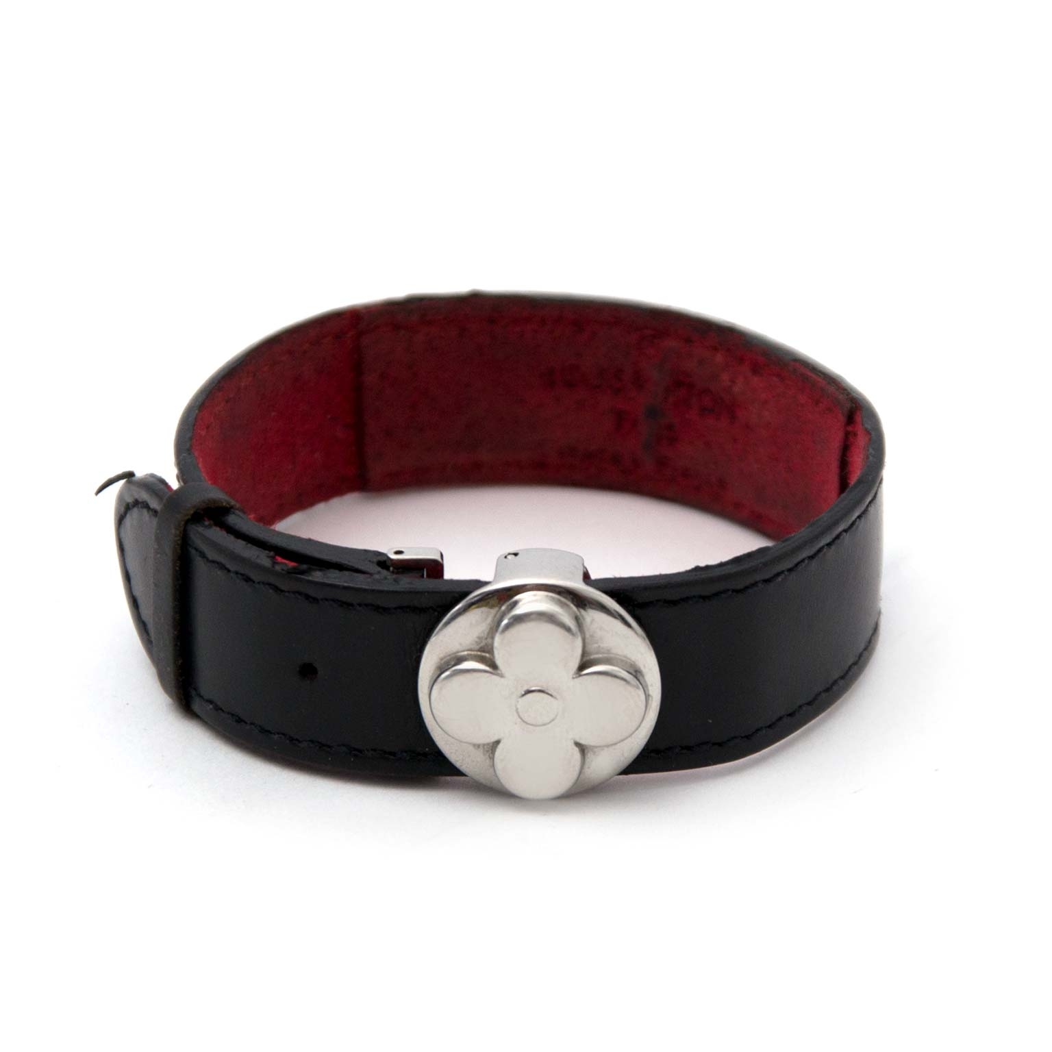 Louis Vuitton Monogram Flower Motif Wish Leather Cuff Bracelet LV-1118P-0009