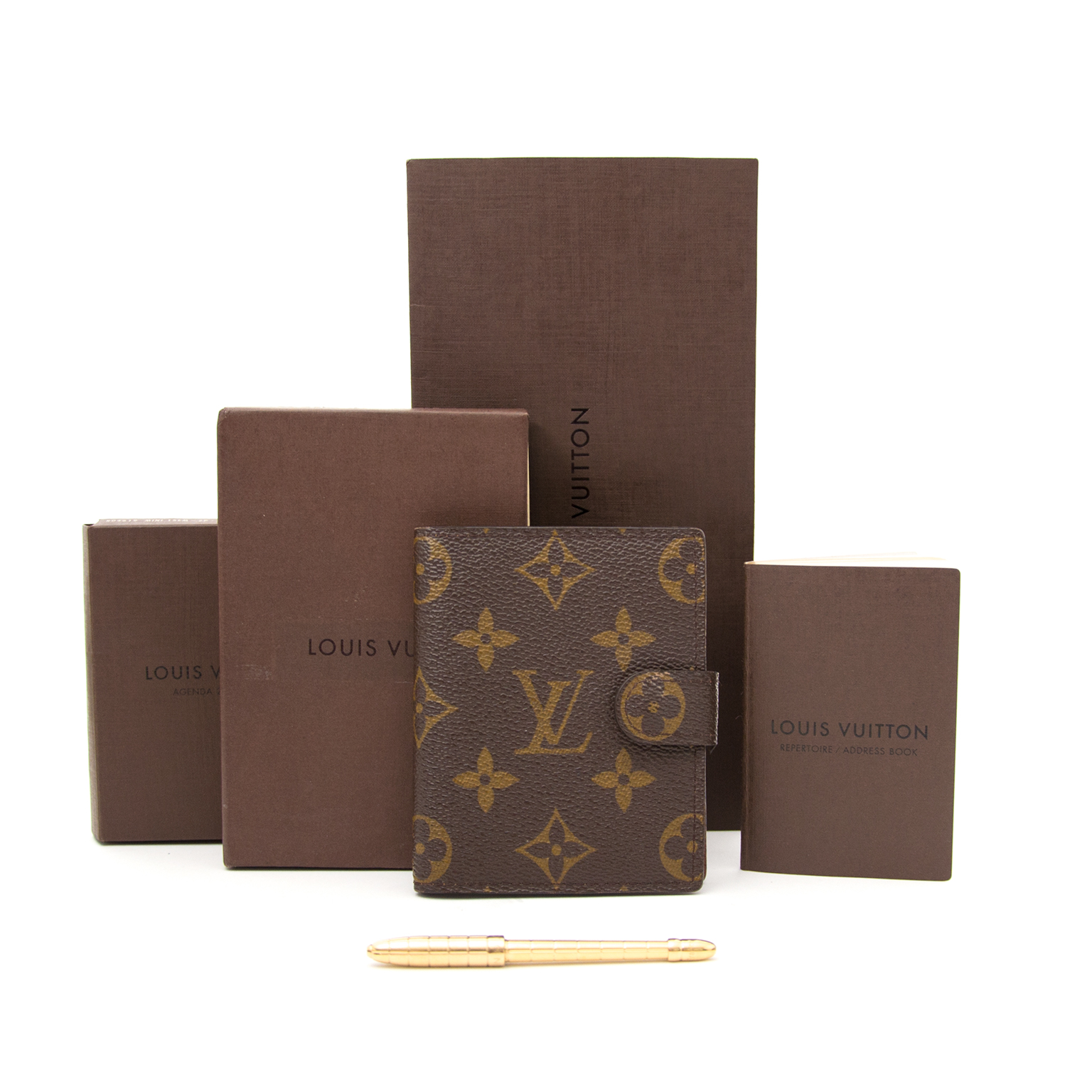 LV Louis Vuitton Blue Suhali Agenda Brass Corners Address Book Wallet 30522S
