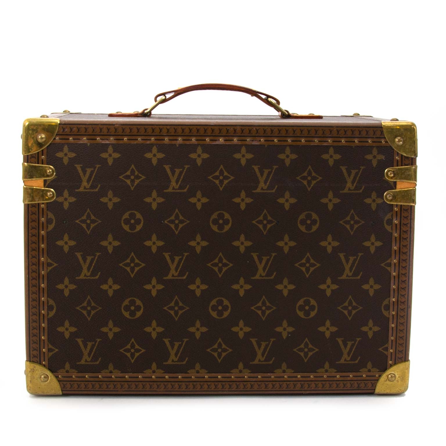 Auth Louis Vuitton Vintage Monogram Jewelry Case Trunk Hand Bag 1G140050n