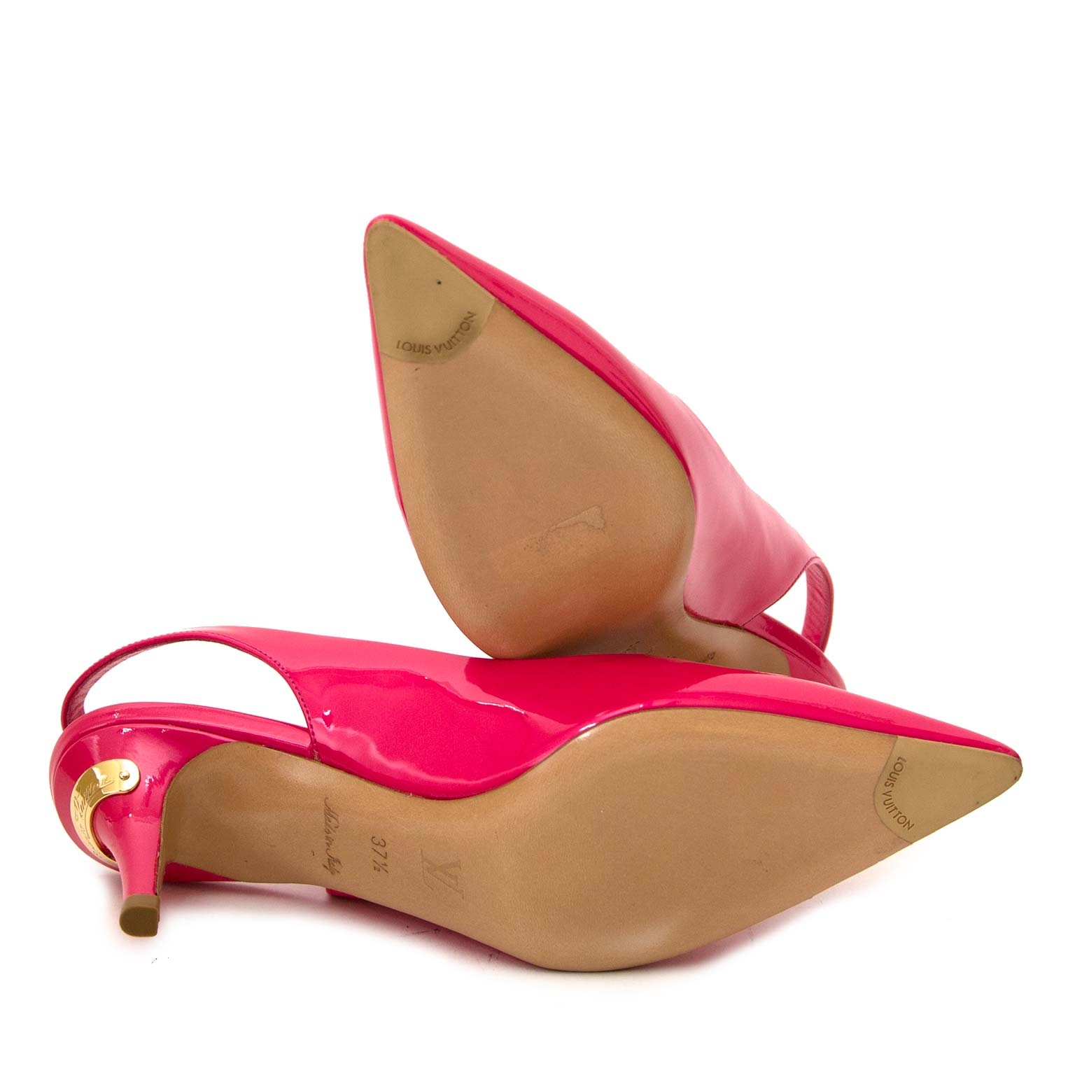 Louis Vuitton Pink patent slingback heels - size EU 40.5 Leather ref.985459  - Joli Closet