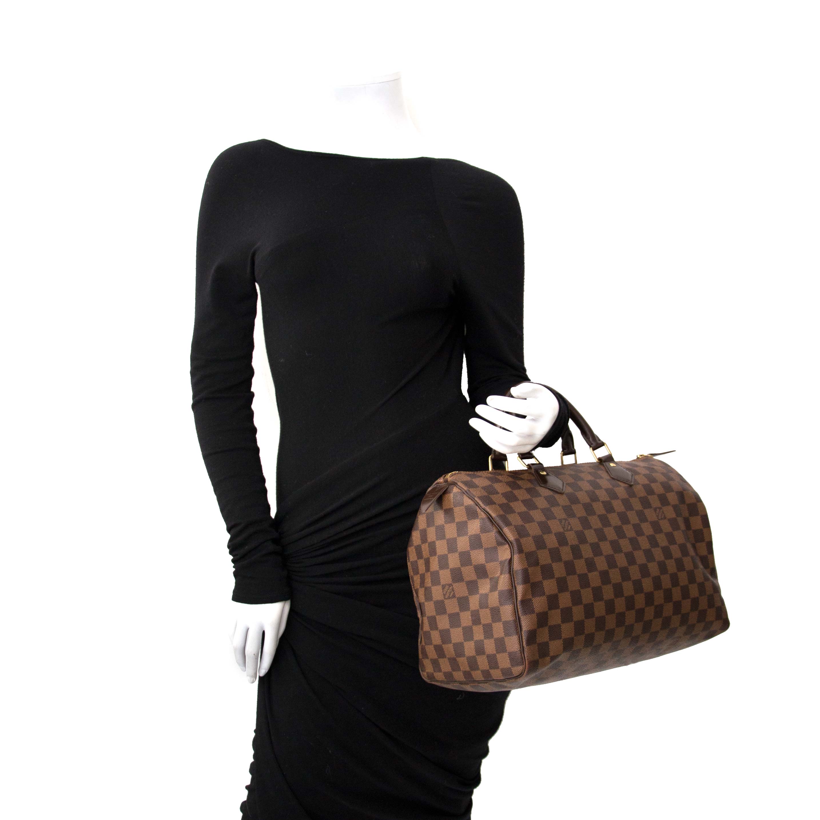 Louis Vuitton Large Damier Ebene Speedy 35 Boston Bag GM Leather ref.565762  - Joli Closet