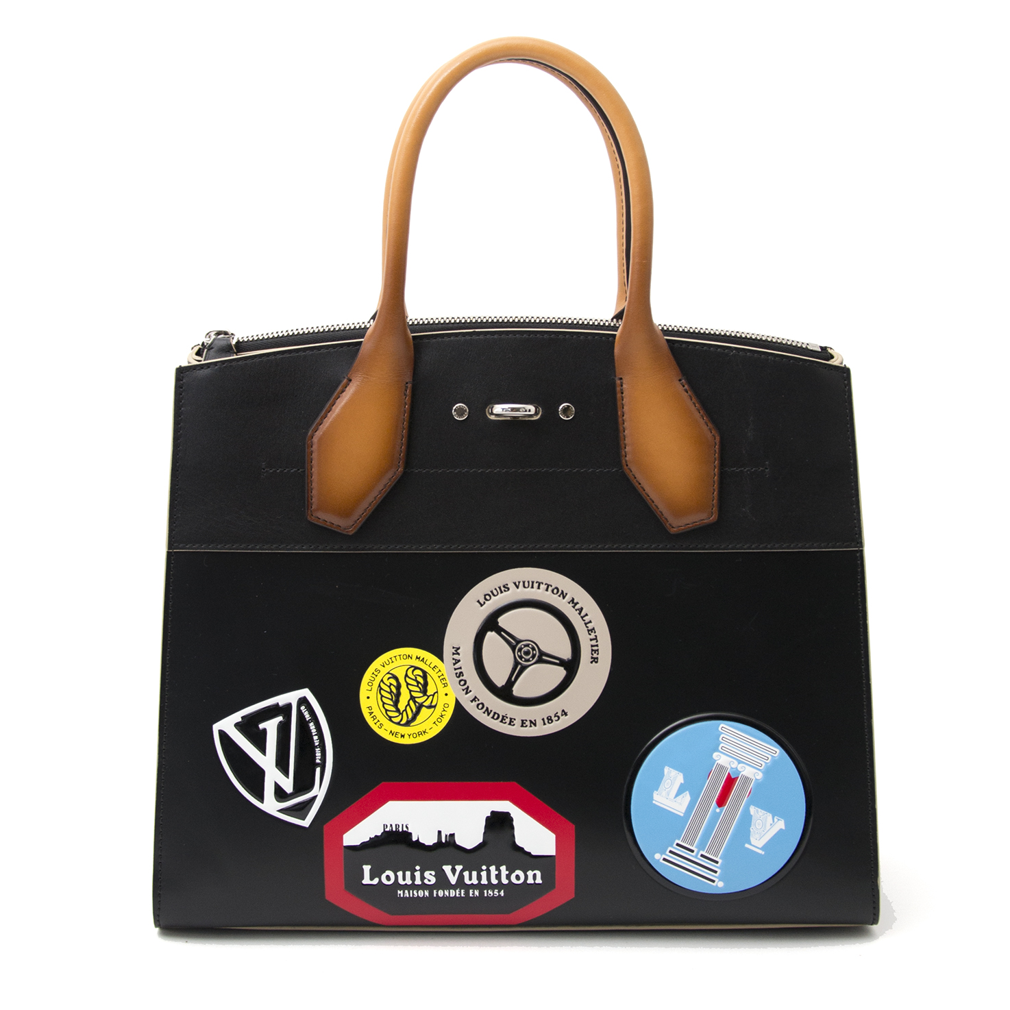 Louis Vuitton Black Veau Satin World Tour City Steamer Bag MM