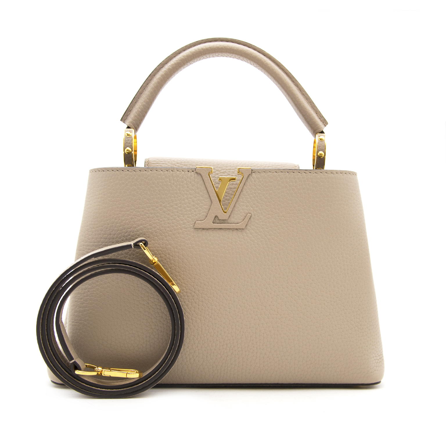 Louis Vuitton Galet Gray Taurillon Leather Capucines BB Gold Hardware, 2019  Available For Immediate Sale At Sotheby's