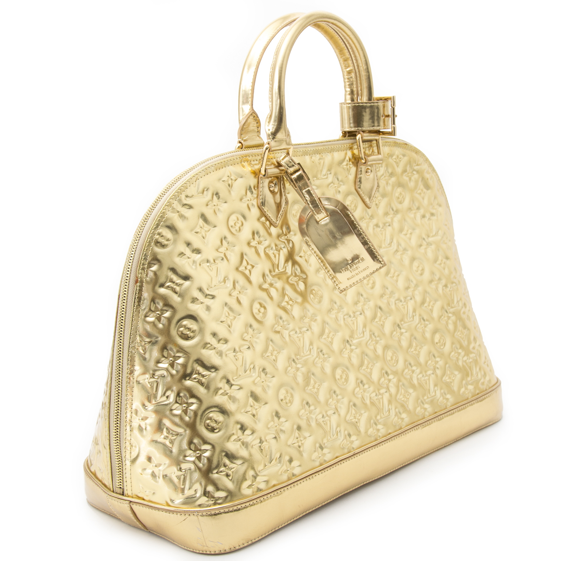 Louis Vuitton Gold Monogram Vernis Miroir Alma GM Dome Bag 3lv917