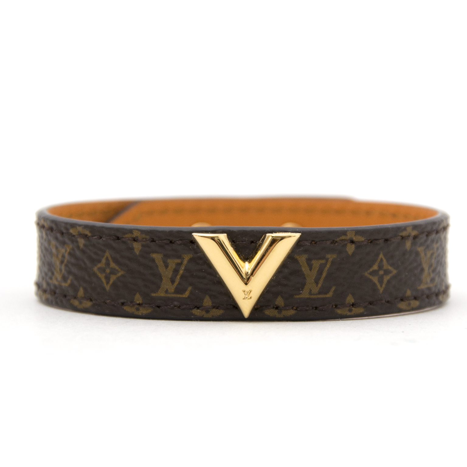 Louis Vuitton Vintage Bracelet Leather Monogram Essential V Women's  Bangle