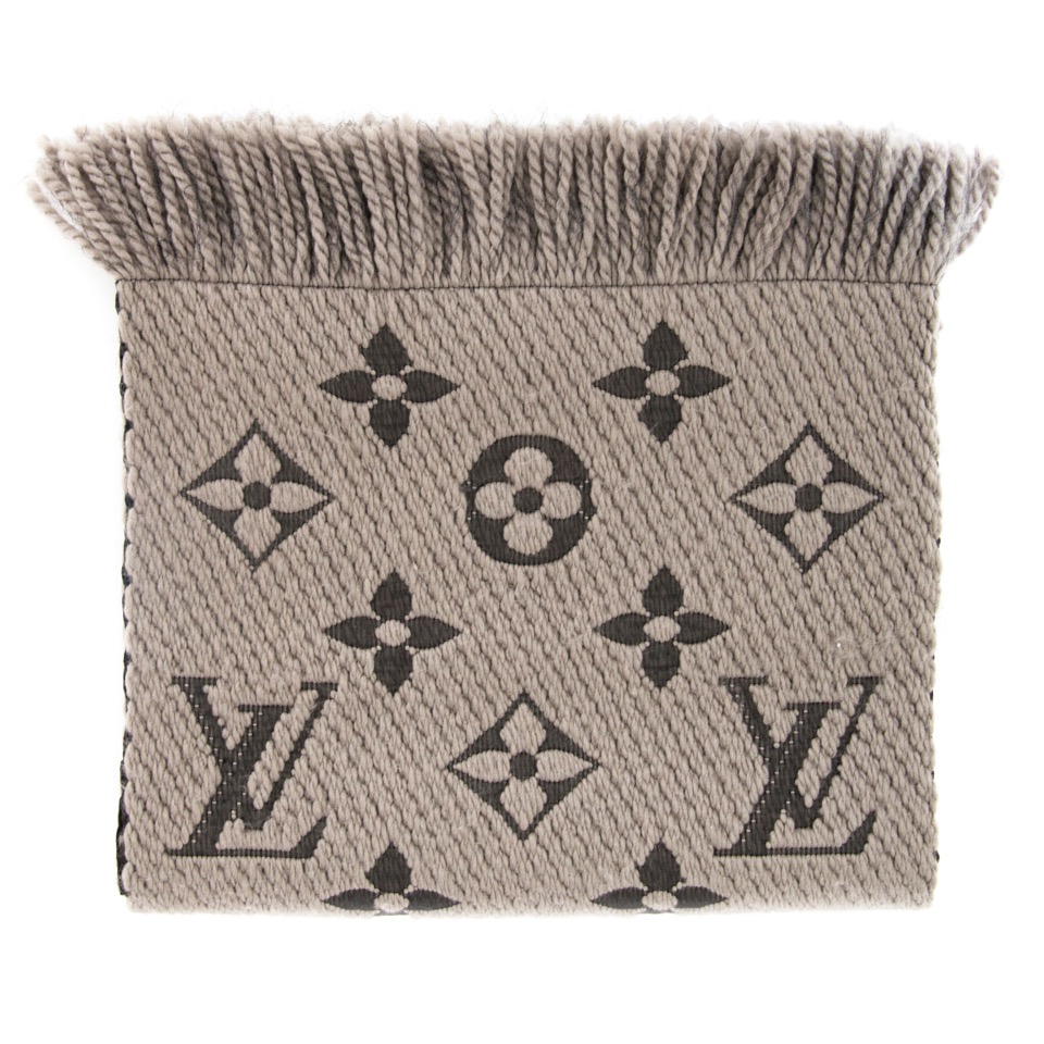 LOUIS VUITTON Wool Silk Logomania Scarf Verone 117315