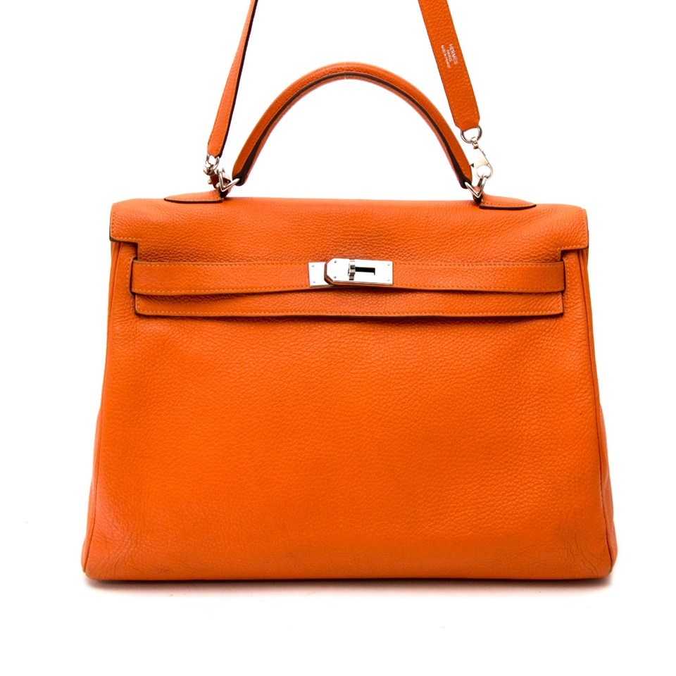 Hermes Orange Togo Leather Kelly 40 Bag Hermes