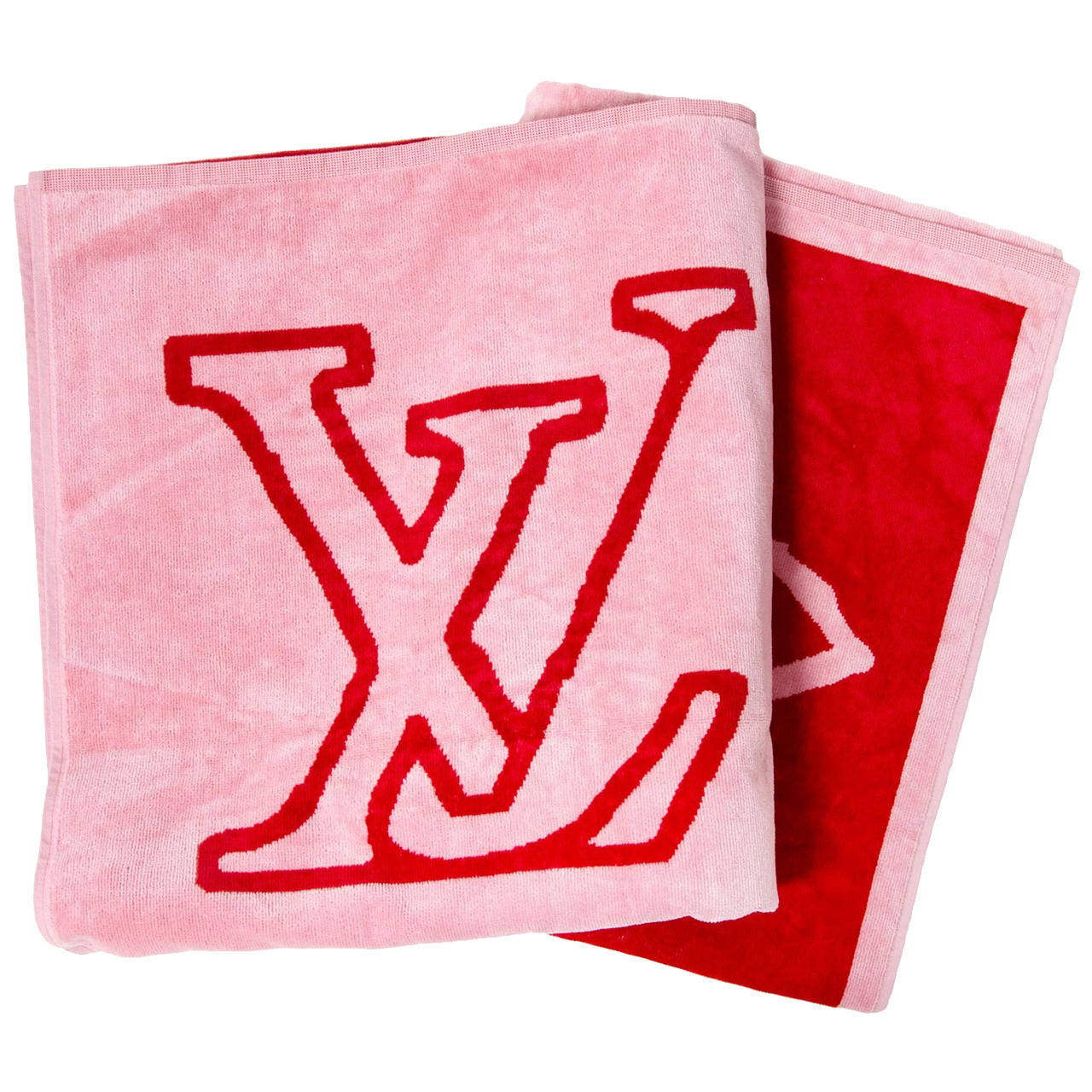 Louis Vuitton Red Pink Monogram Beach Towel ○ Labellov ○ Buy and