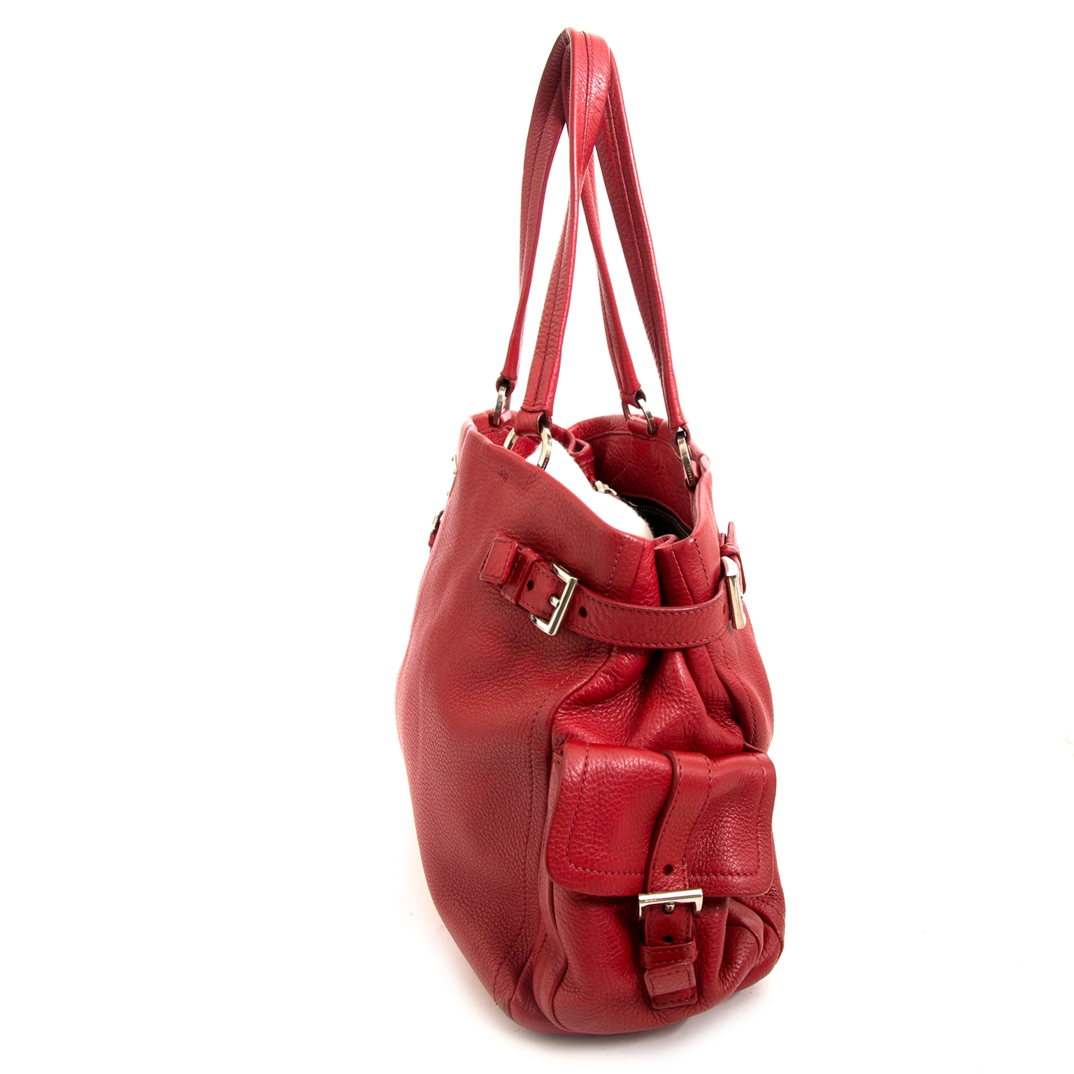 Prada Red Top handle ○ Labellov ○ Buy and Sell Authentic Luxury