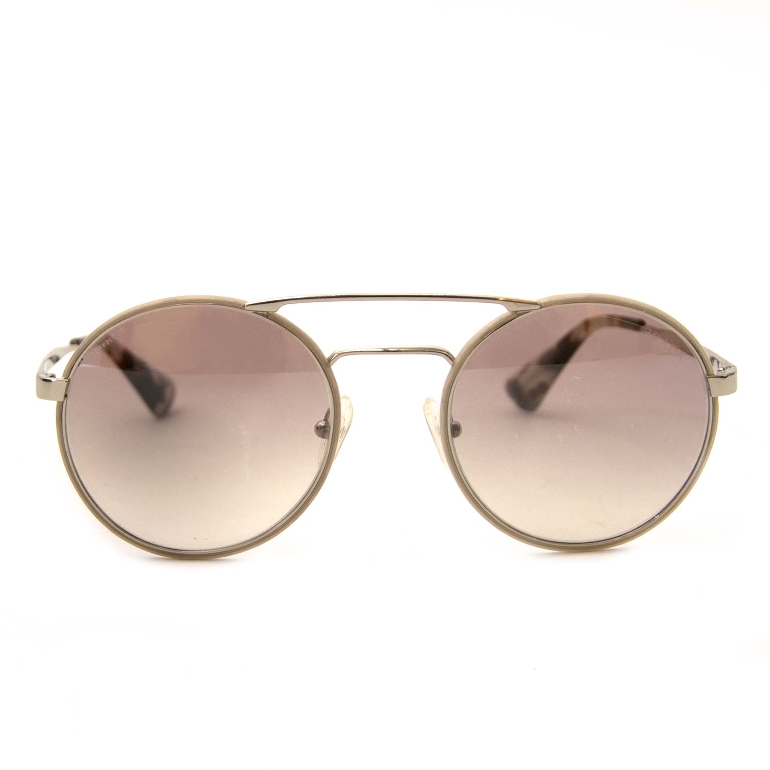 Prada Double Bridge Metal Round Sunglasses Labellov Buy and Sell Authentic  Luxury
