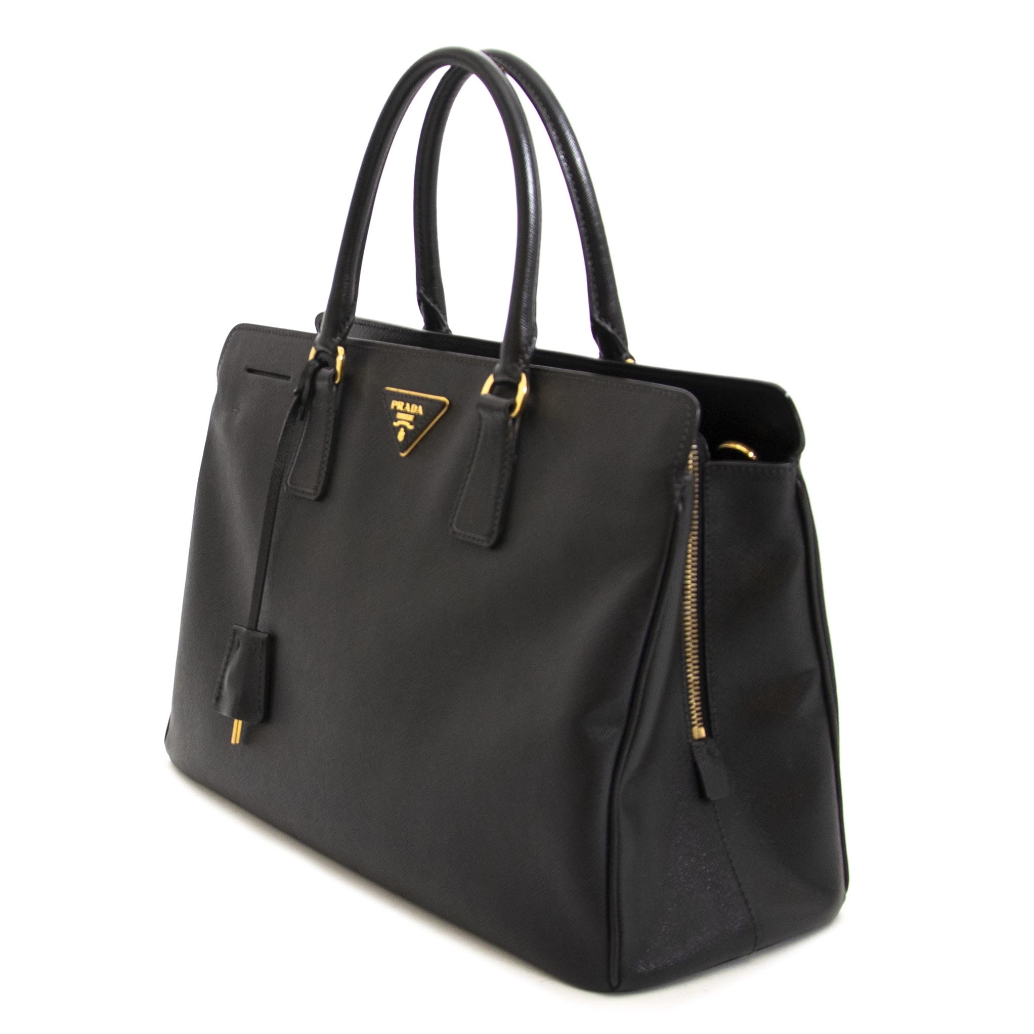 Prada Galleria Saffiano Large Black Leather Tote ○ Labellov