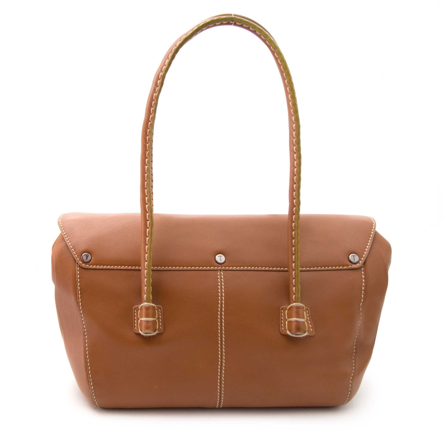 Tods Brown Leather Corniche Wave Eastwest Labellov Buy and Sell 