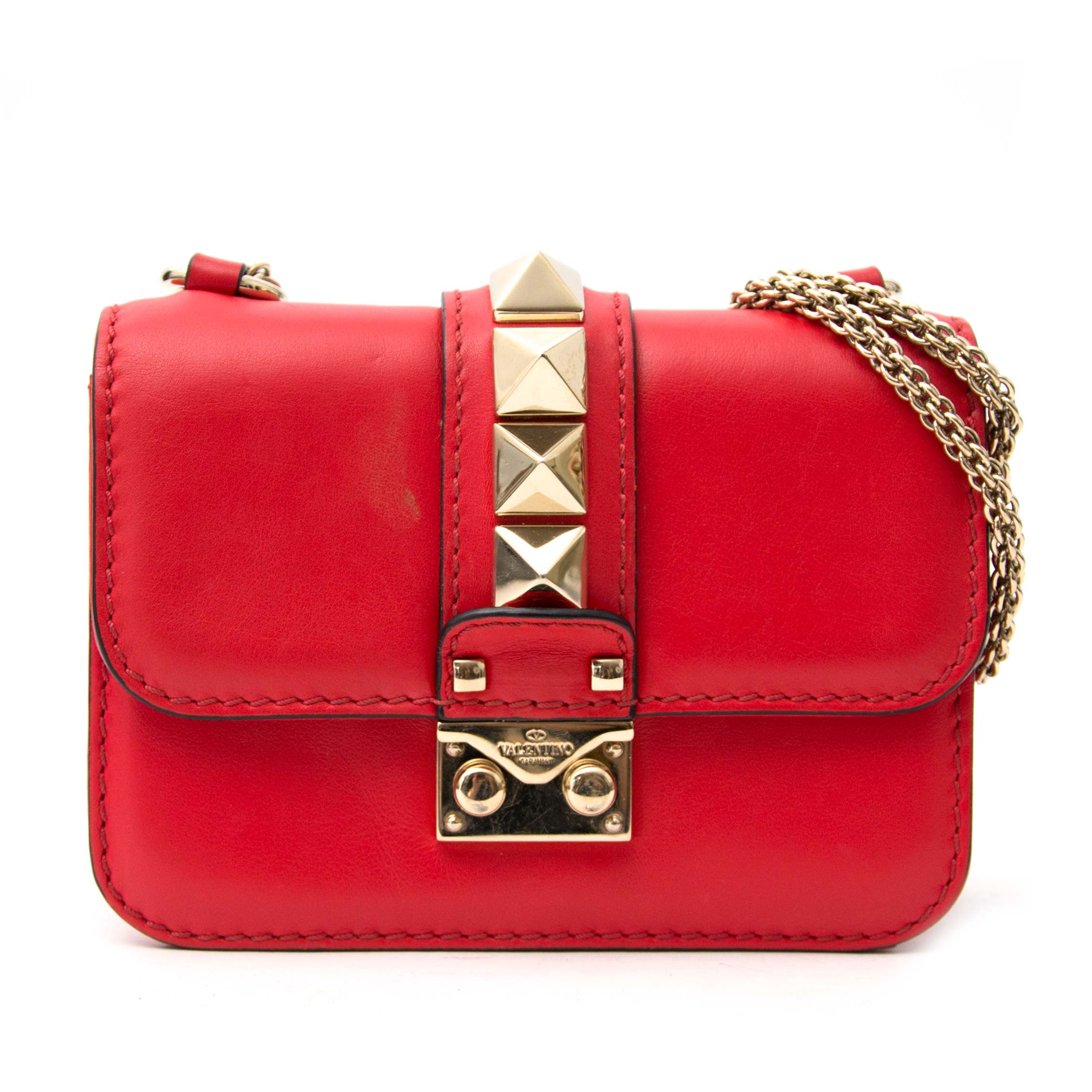Valentino Garavani Mini 'Glam Lock' Red Shoulder Bag ○ Labellov ○ Buy and  Sell Authentic Luxury