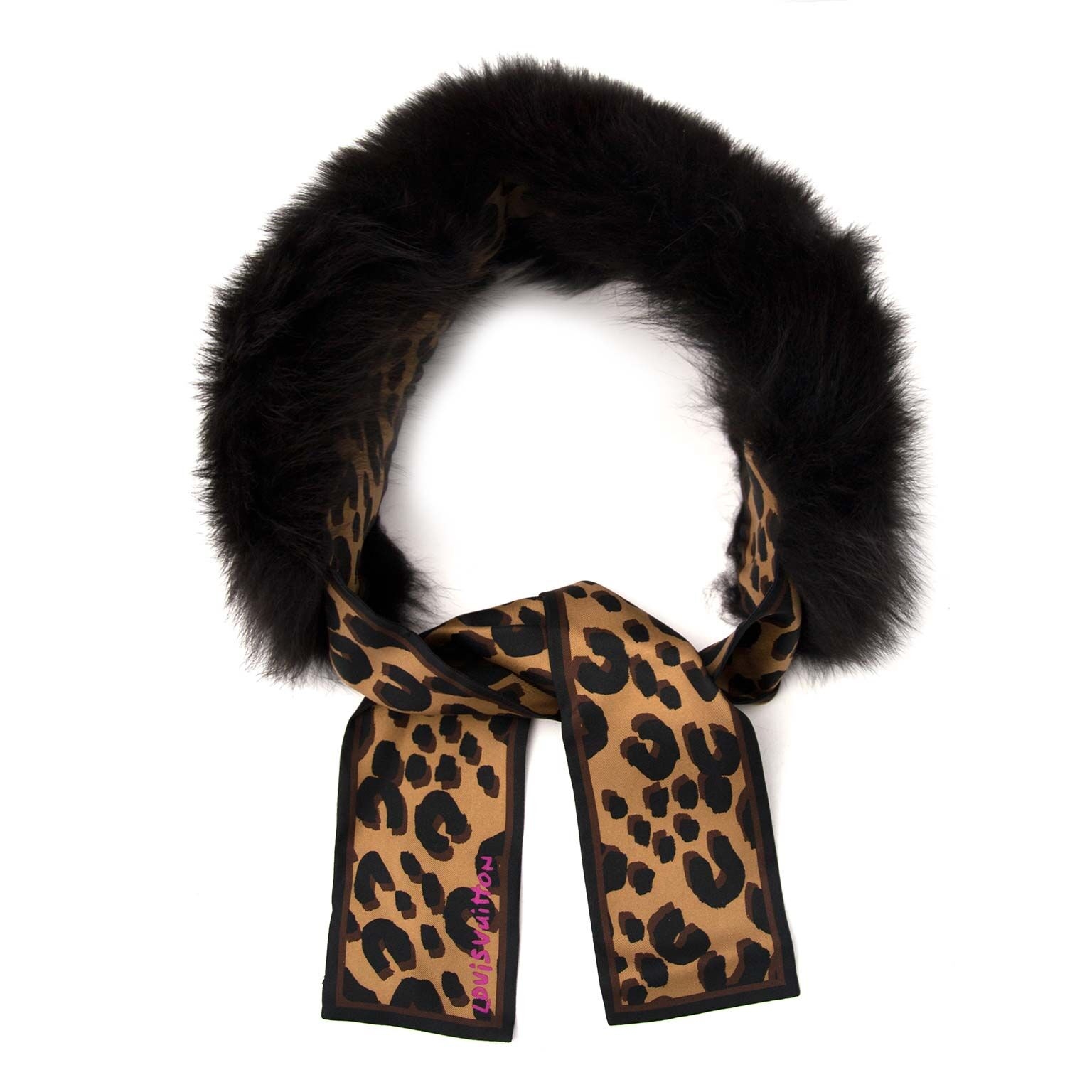 $1350 Louis Vuitton x Stephen Sprouse SIlk Leopard And Greenland Fox B –  lux2youlux2you